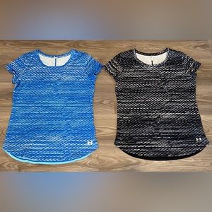 Under Armour Lot of 2 Fly By Tee Shirt Workout Gym Womens size Small Performance
